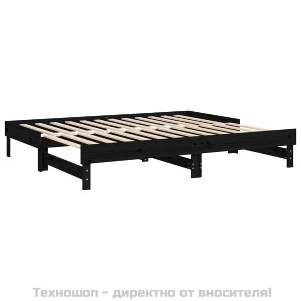 Разтегателно дневно легло, без матрак, черно, 2x(90x200) см