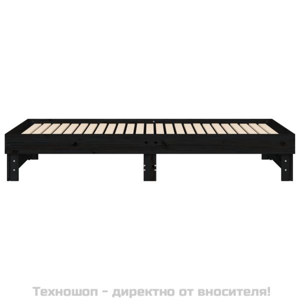 Разтегателно дневно легло, без матрак, черно, 2x(90x200) см