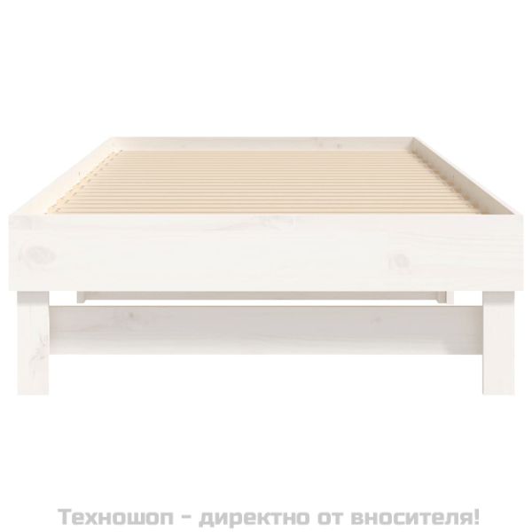 Разтегателна дневно легло бяла 2x(80x200) см борово дърво масив