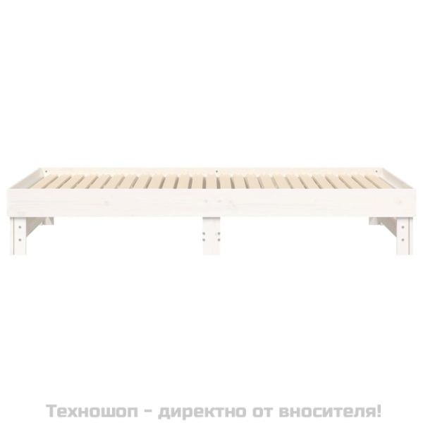 Разтегателна дневно легло бяла 2x(80x200) см борово дърво масив