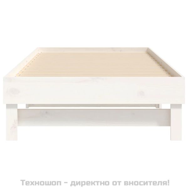 Разтегателна кушетка, бяла, борово дърво масив, 2x(90x190) см
