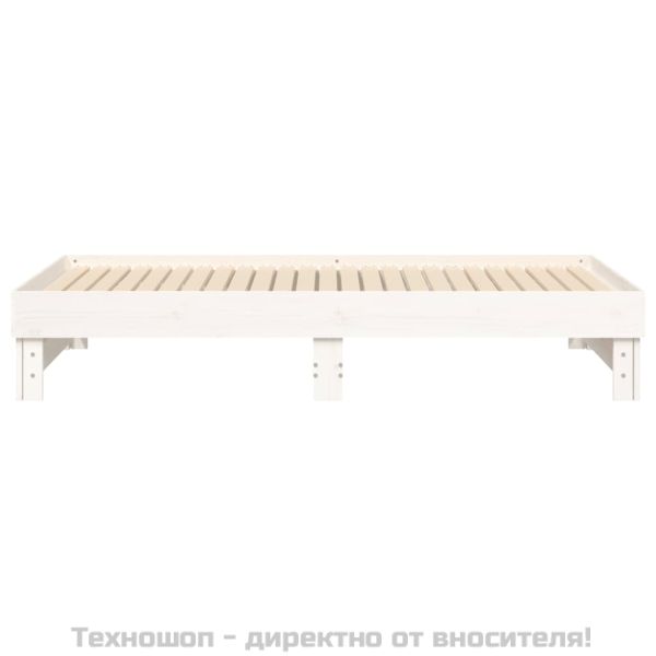 Разтегателна кушетка, бяла, борово дърво масив, 2x(90x190) см