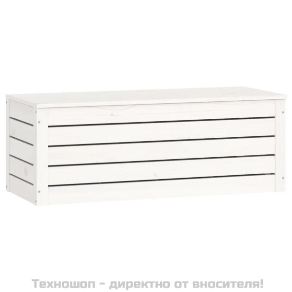 Кутия за съхранение, бяла, 89x36,5x33 см, борово дърво масив
