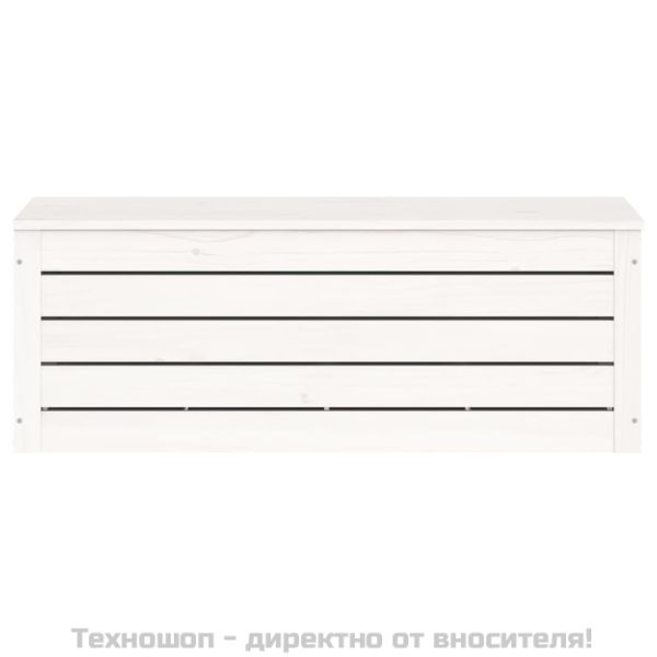 Кутия за съхранение, бяла, 89x36,5x33 см, борово дърво масив
