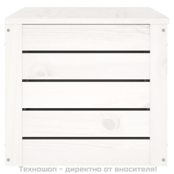 Кутия за съхранение, бяла, 89x36,5x33 см, борово дърво масив