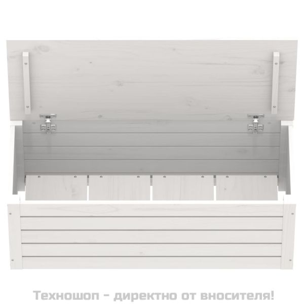 Кутия за съхранение, бяла, 89x36,5x33 см, борово дърво масив