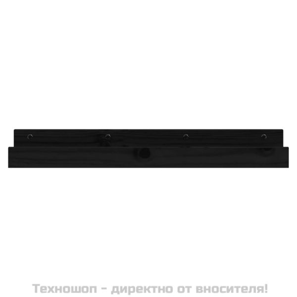 Стенни рафтове, 2 бр, черен, 80x12x9 см масивно борово дърво