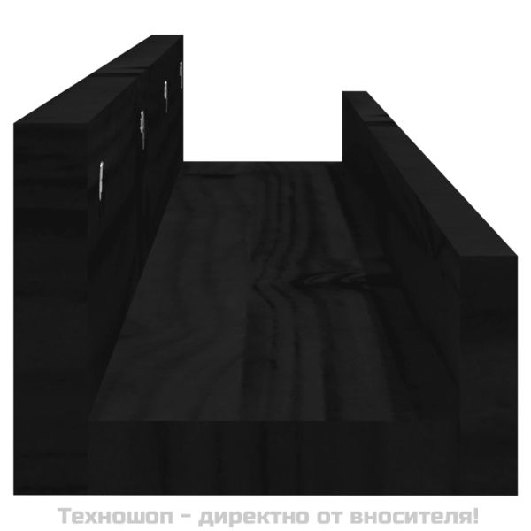 Стенни рафтове, 2 бр, черен, 80x12x9 см масивно борово дърво