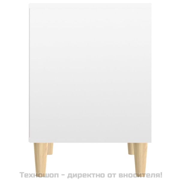 Нощно шкафче, бял гланц, 40x35x50 см, инженерно дърво