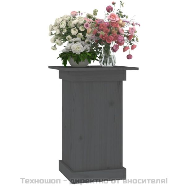Поставка за цветя, сива, 40x40x60 см, бор масив