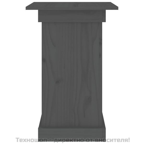 Поставка за цветя, сива, 40x40x60 см, бор масив