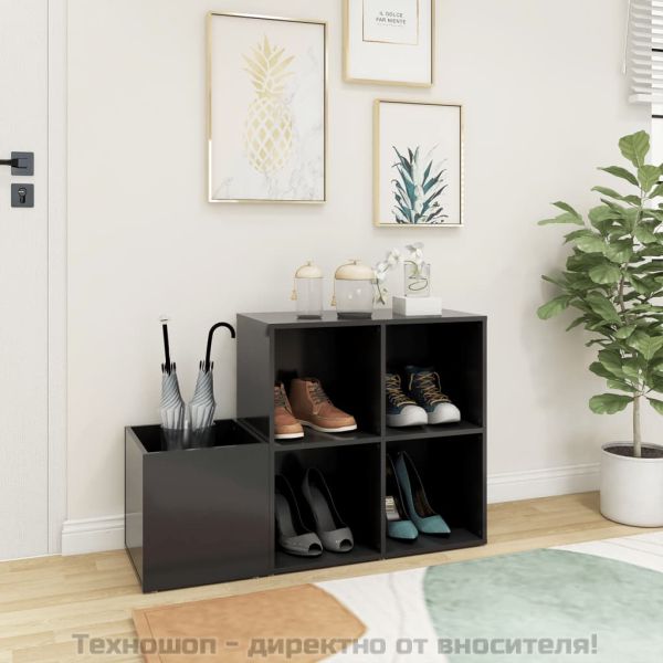 Шкаф за обувки за антре, сив, 105x35,5x70 см, инженерно дърво