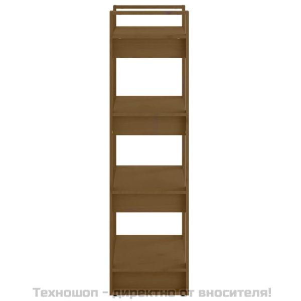 Библиотека/разделител за стая, меденокафява, 60x35x125 см, бор