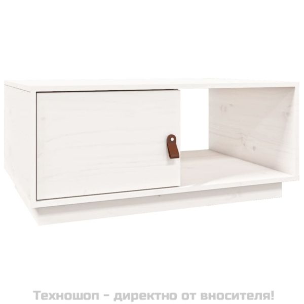 Кафе маса, Бялa, 80x50x35,5 см, борово дърво масив