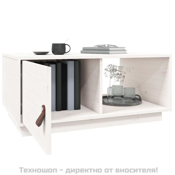 Кафе маса, Бялa, 80x50x35,5 см, борово дърво масив