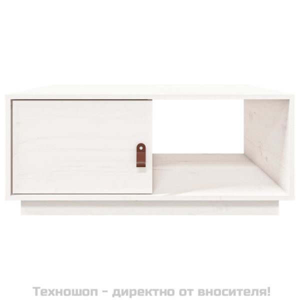Кафе маса, Бялa, 80x50x35,5 см, борово дърво масив