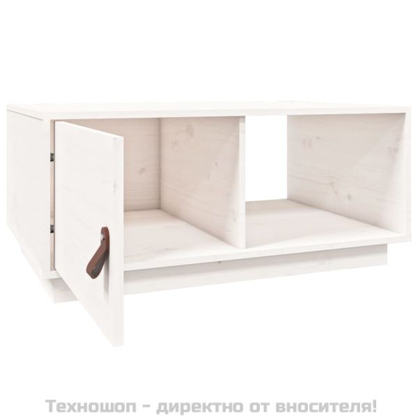 Кафе маса, Бялa, 80x50x35,5 см, борово дърво масив