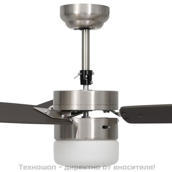 Таванен вентилатор с лампа и дистанционно 108 см тъмнокафяв