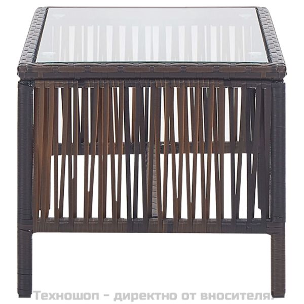 Градински комплект с възглавница, 4 части, кафяв полиратан