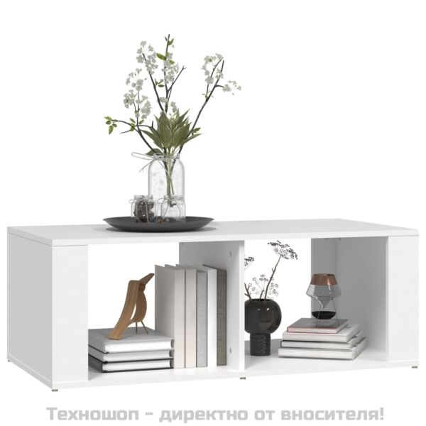 Кафе маса, бяла, 100x50x36 см, инженерно дърво