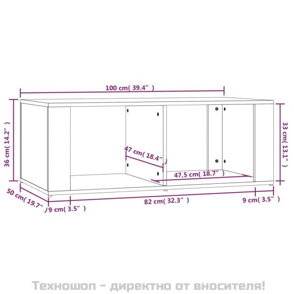 Маса за кафе, черна, 100x50x36 см, инженерно дърво
