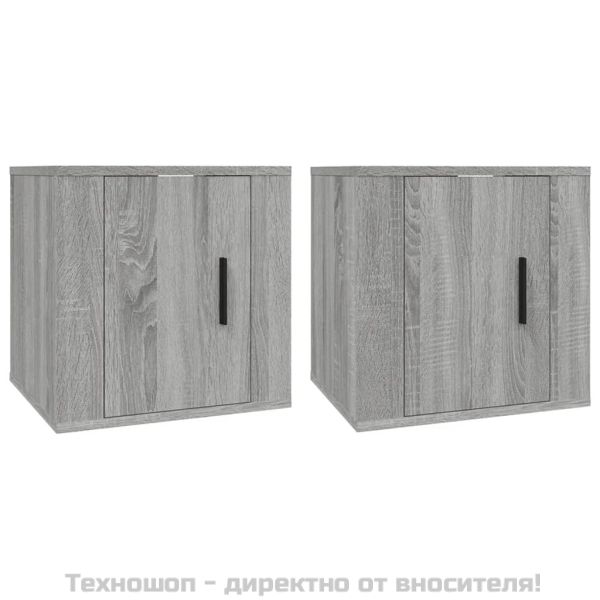 ТВ шкафове за стенен монтаж, 2 бр, сив сонома, 40x34,5x40 см