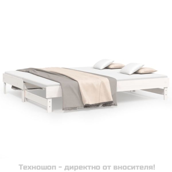 Разтегателно дневно легло, без матрак, бяло, 2x(90x200) см