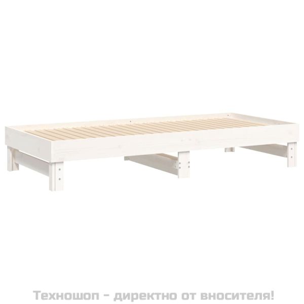 Разтегателно дневно легло, без матрак, бяло, 2x(90x200) см