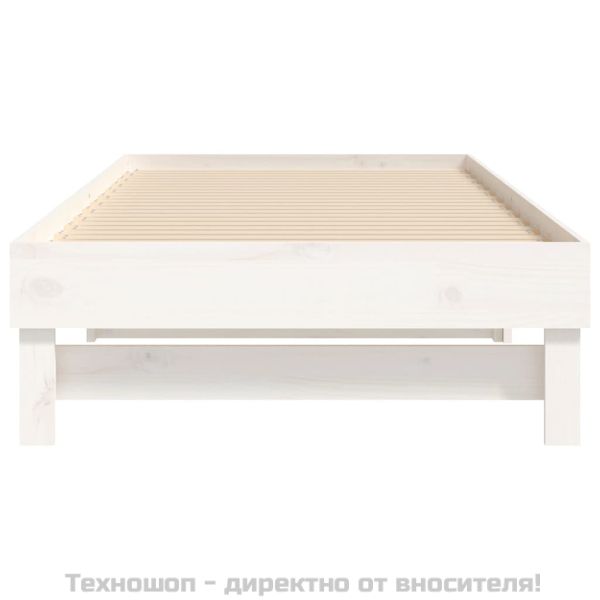 Разтегателно дневно легло, без матрак, бяло, 2x(90x200) см