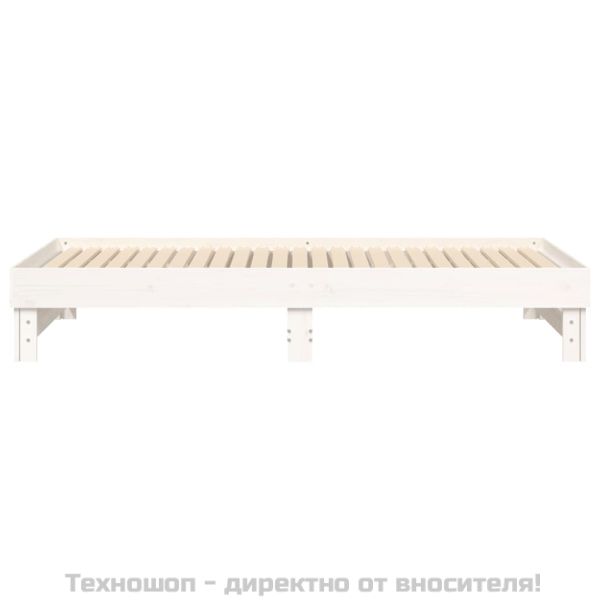 Разтегателно дневно легло, без матрак, бяло, 2x(90x200) см