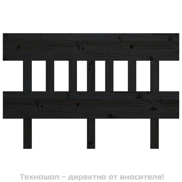 Горна табла за легло,черен, 203,5x3x81 см, бор масив