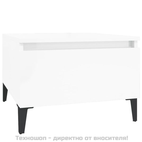 Странична маса, бял гланц, 50x46x35 см, инженерно дърво