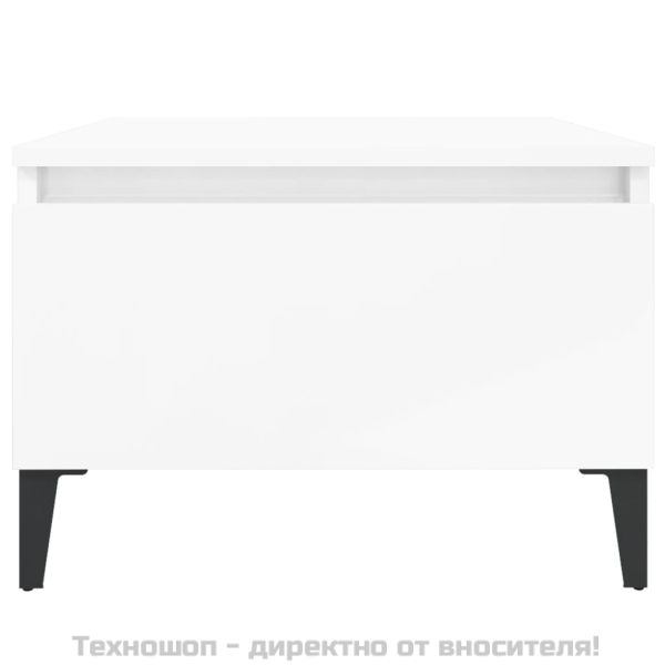 Странична маса, бял гланц, 50x46x35 см, инженерно дърво