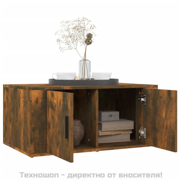 Кафе маса, опушен дъб, 80x50x36 см, инженерно дърво