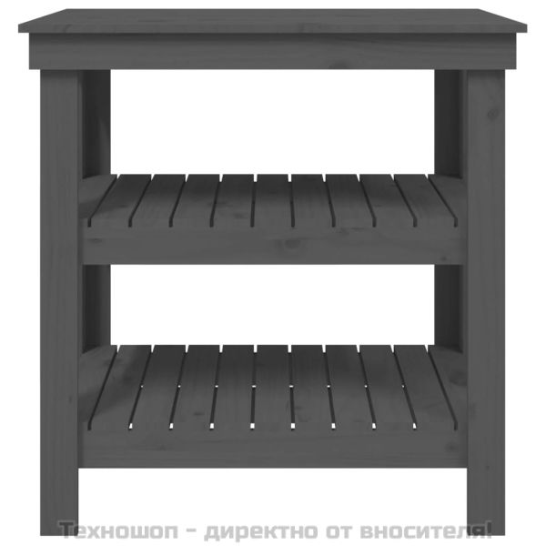 Работна маса сива 78,5x50x80 см борово дърво масив