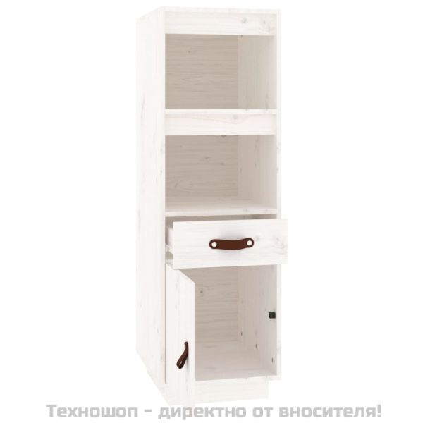 Висок шкаф, бял, 34x40x108,5 см, борово дърво масив
