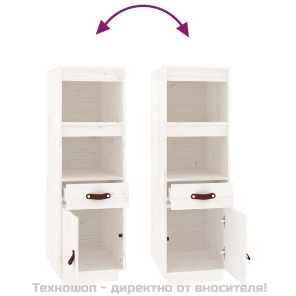 Висок шкаф, бял, 34x40x108,5 см, борово дърво масив