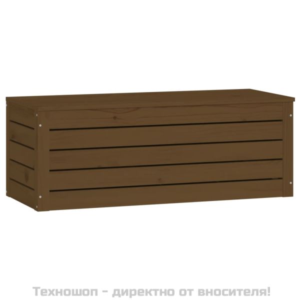 Кутия за съхранение, меденокафява, 89x36,5x33 см, бор масив