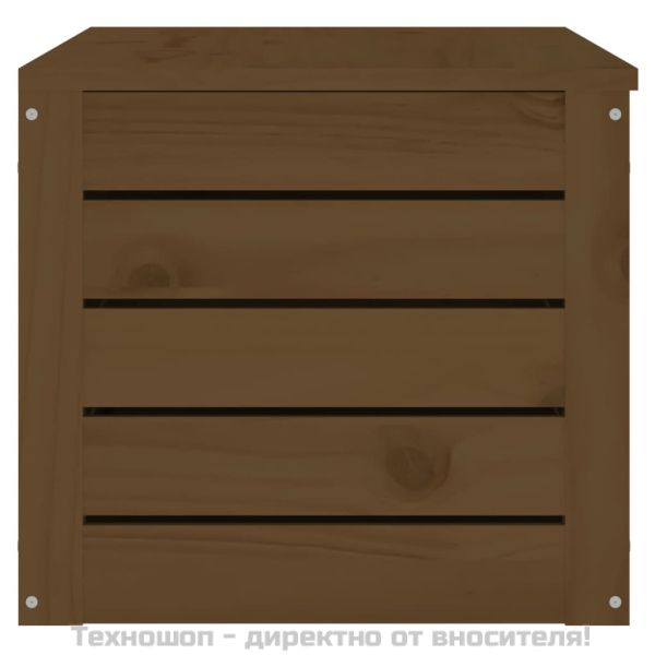 Кутия за съхранение, меденокафява, 89x36,5x33 см, бор масив