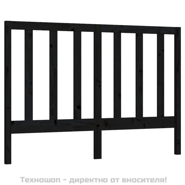 Горна табла за легло, черна, 146x4x100 см, бор масив