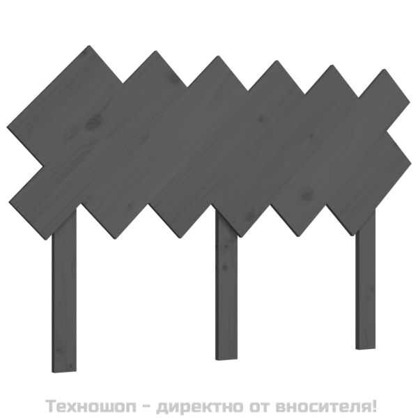 Горна табла за легло, сива, 122,5x3x80,5 см, бор масив