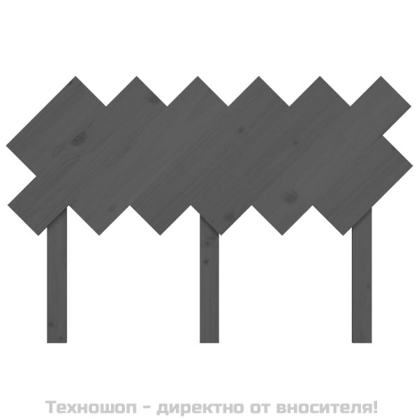 Горна табла за легло, сива, 122,5x3x80,5 см, бор масив