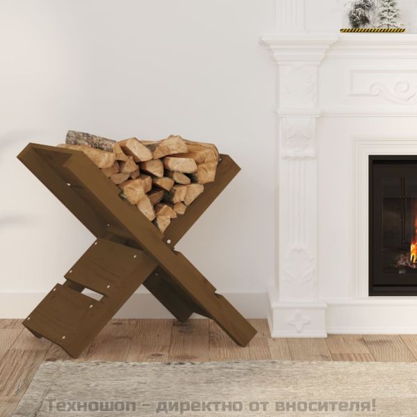 Поставка за дърва меденокафява 47x39,5x48 см борово дърво масив