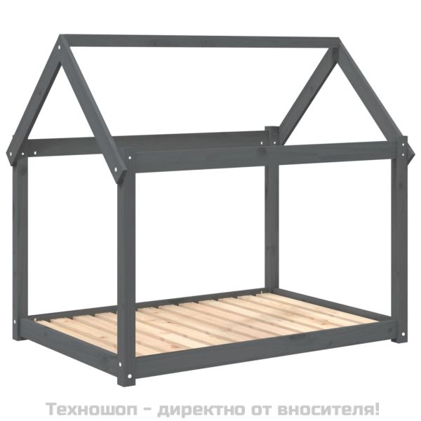 Кучешко легло, сиво, 111x80x100 см, борова дървесина масив