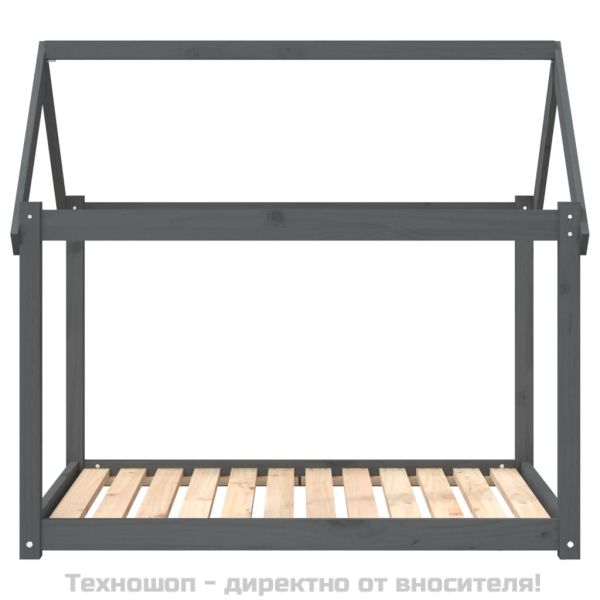Кучешко легло, сиво, 111x80x100 см, борова дървесина масив