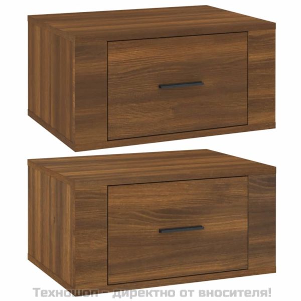 Нощни шкафчета за стенен монтаж, 2 бр, кафяв дъб, 50x36x25 см
