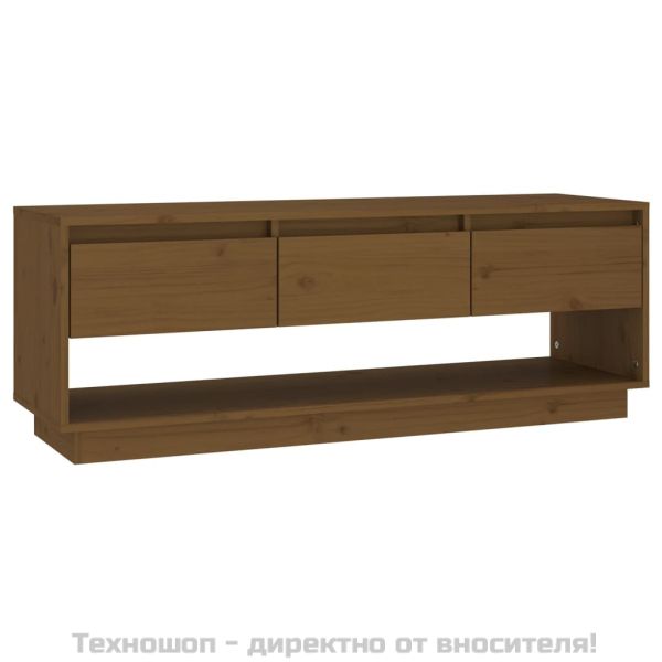 ТВ шкаф, меденокафяв, 110,5x34x40 см, бор масив