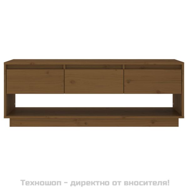 ТВ шкаф, меденокафяв, 110,5x34x40 см, бор масив