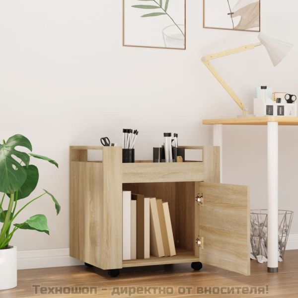 Бюро на колелца, дъб сонома, 60x45x60 см, инженерно дърво