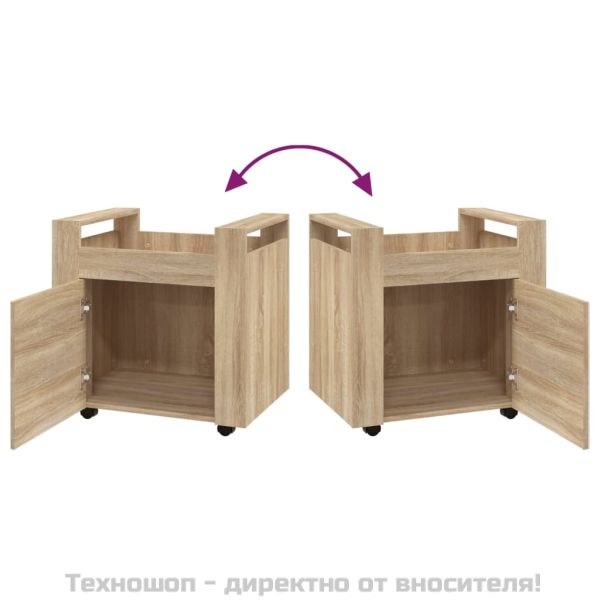 Бюро на колелца, дъб сонома, 60x45x60 см, инженерно дърво